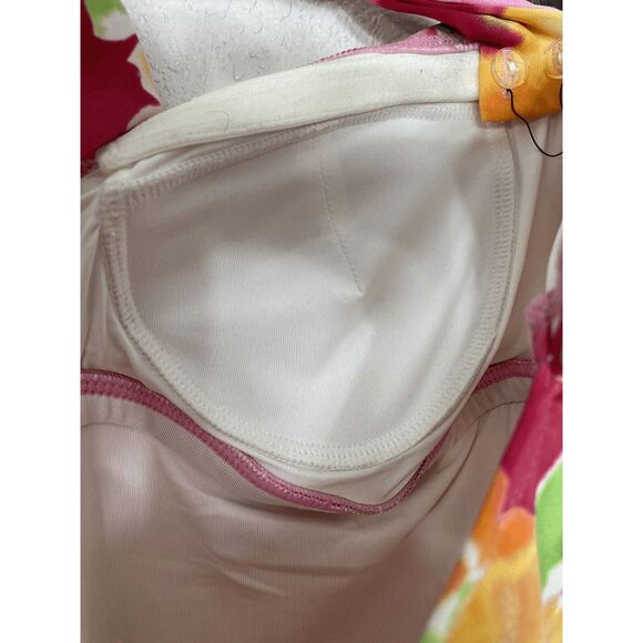 Jantzen Size 8 Floral Swimsuit One Piece Tummy Control Halter Top Gathered New - Picture 6 of 7